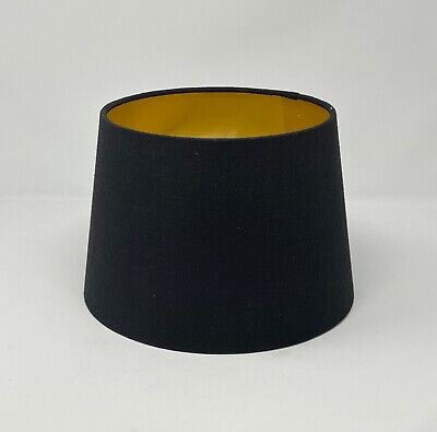 Lampshade Black Textured 100% Linen Brushed Gold Tapered Empire Light Shade