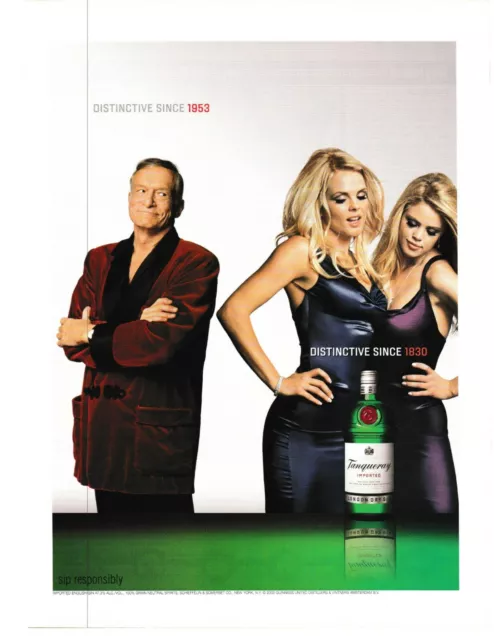 2002 Vintage Print Ad - Tanqueray Dry Gin : Hugh Hefner Distinctive Since 1953