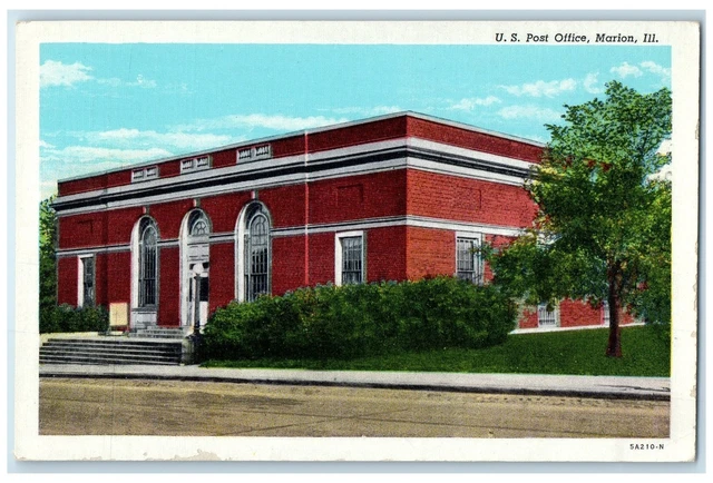Postcard C1920's Us Post Office Scale Strada View Marion Ilinois The