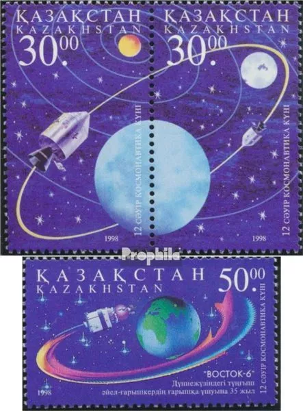 kazakhstan 213-214 Couple,215 neuf avec gomme originale 1998 astronautique