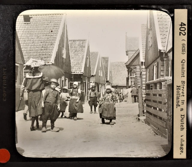 1-402  Magic Lantern Glass Slide Photo Dutch Village Holland