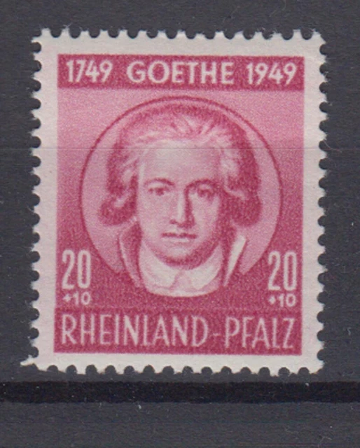 Französische Zone Rheinland Pfalz 47 Wolfgang v. Goethe 20 + 10 Pf postfrisch