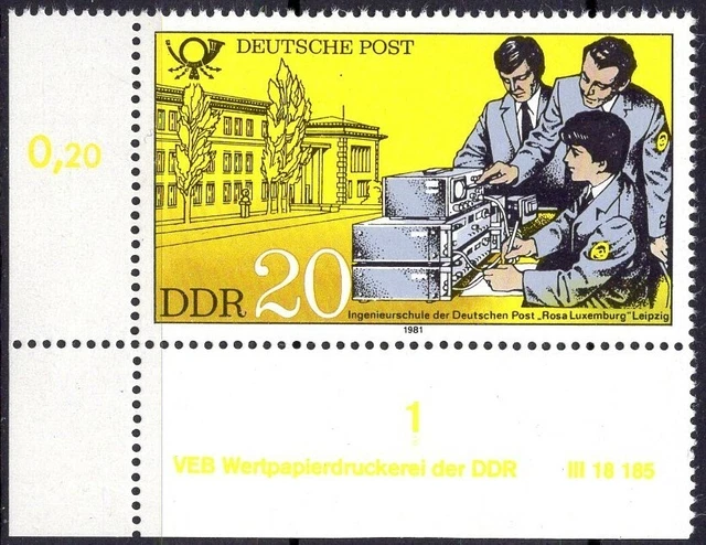 DDR 1981 Mi.Nr. 2586 ** postfrisch Eckrand mit DV Druckvermerk