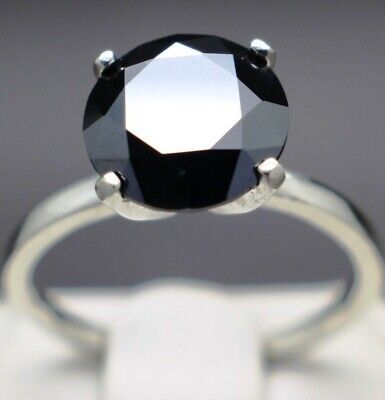 3.28cts 9.38mm Real Black Diamond Enhanced Engagement Size 7 Ring  $1840 Value..