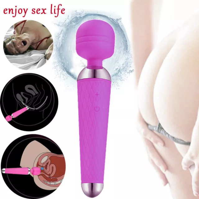 Sex-10 Speed-Wand-Vibrating-Dildo-USB Rechargeable-Massager-Vibrator-new-Couples