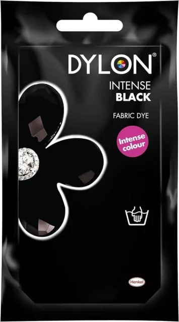 Dylon Intense Black Hand Fabric Dye Sachet Permanent Textile Clothes 50g uk