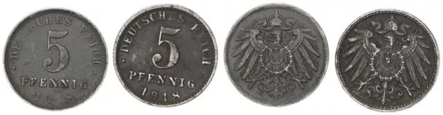 5 Pfennig 1918 A Fehlprägung: Stempelkopplung mit dem 5 Pf. J.12 ss 103265