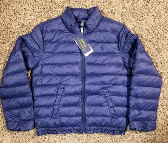 NWT Polo RALPH LAUREN Girls Navy Blue Quilted DOWN JACKET Puffer COAT
