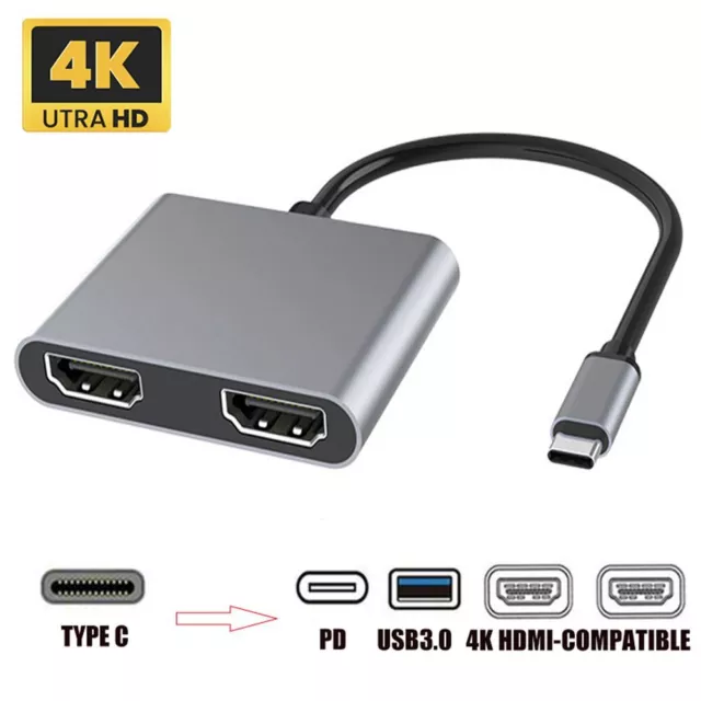 Adapter USB 3.0 Docking Station Type-C to Dual HDMI USB C Hub Screen Expansion