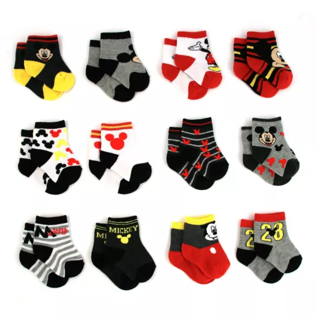 Disney 12-Pair Baby Socks, Mickey Mouse Infant Socks, Newborn Socks ages 0-24M