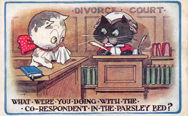 Postcard Comic - Donald Mcgill - Cats - Divorce Court - Parsley Bed