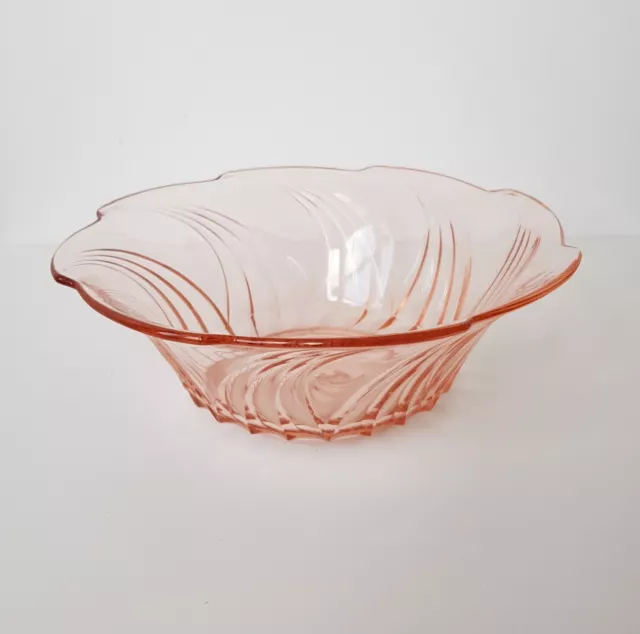 Vintage 1920's, Deco Style, Pink Glass, Trifle Dish, Bowl