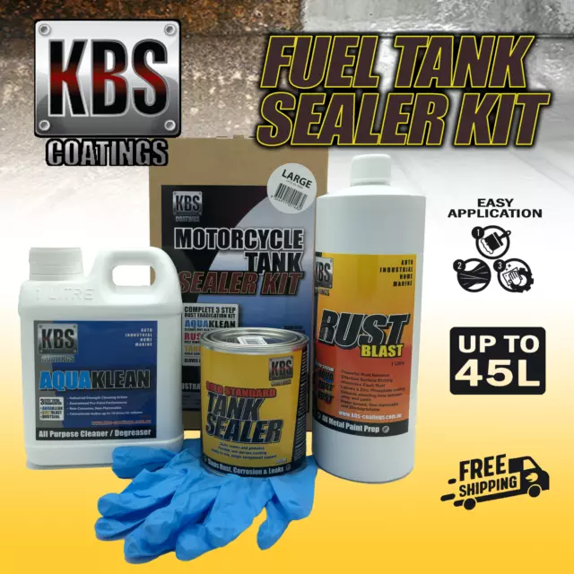 KBS Motorcycle Fuel Tank Sealer Kit LARGE KBS Coating Rust Corrosion Prevent 45L