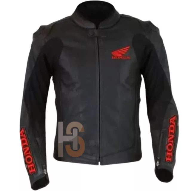 Handmade Men's Black Color Honda Motorcycle Genuine Leather Racing Biker Jacket
