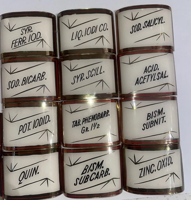 Lot 1A- 12 1890 Whitall Tatum original apothecary hand painted under glass label