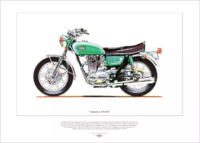 Motorcycle Fine Art Print depicting YAMAHA XS650 - Parallel Twin 650cc motorbike