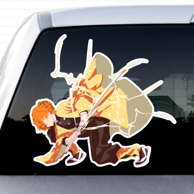 Anime Demon Slayer Zenitsu Lightning Cata -Vinyl Decal Truck Car Sticker Laptop