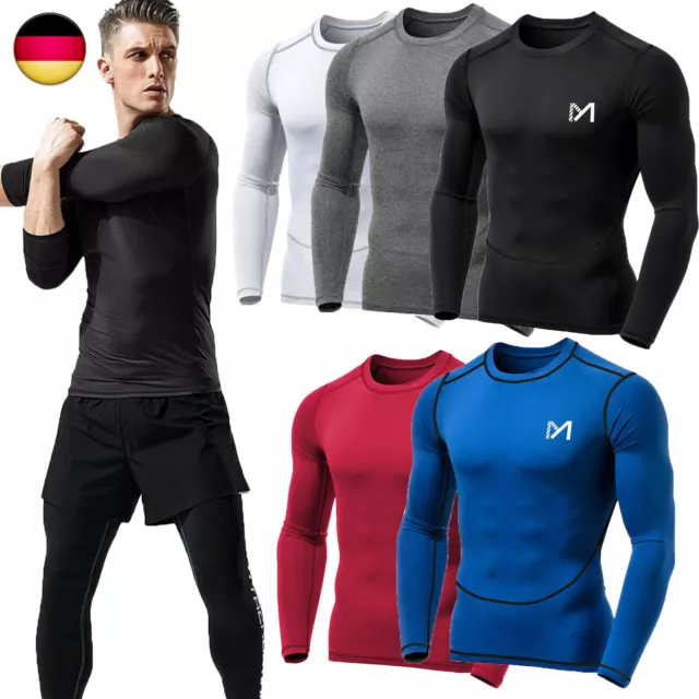 Herren Kompressionsshirt Langarm Sport T-Shirt Funktionsshirt Laufshirt Fitness 2