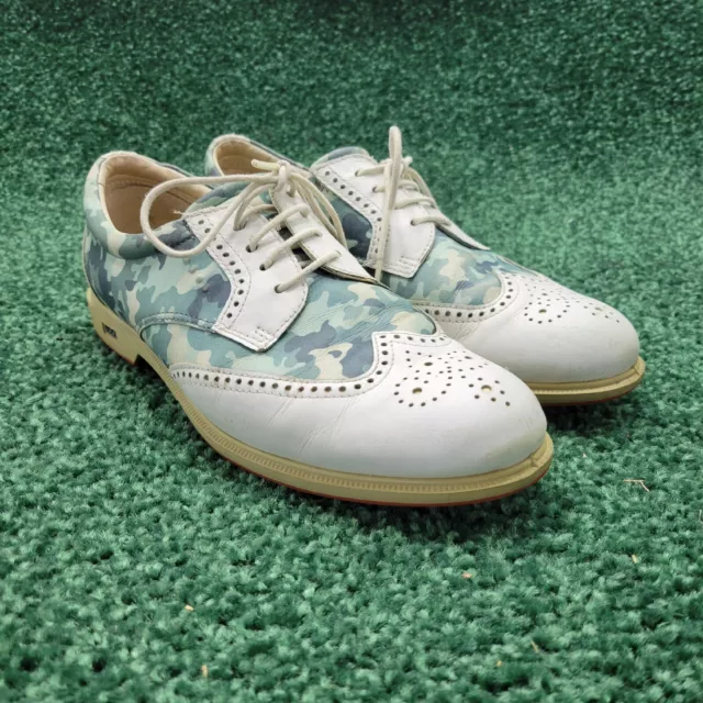 ECCO Camouflage Oxford Wingtip Womens Hydromax Spikeless Golf Shoes Sz 39 / US 8