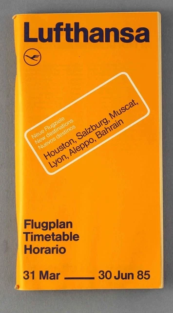 Lufthansa Airline Timetable Summer 1985 March - June Flugplan Seat Maps Dc-10
