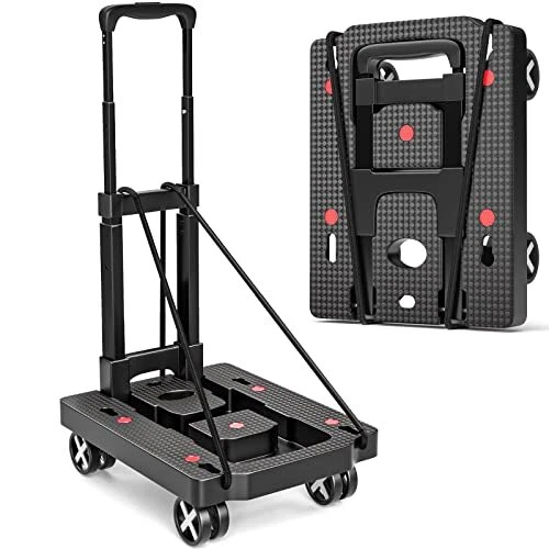 Folding Hand Truck Dolly Yolid Foldable Luggage Cart with 360Â° Rotate Wheels an