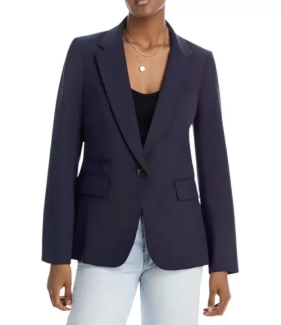 Veronica Beard Classic Dickey Blazer Jacket Size 12 Wool Navy Blue Single Button