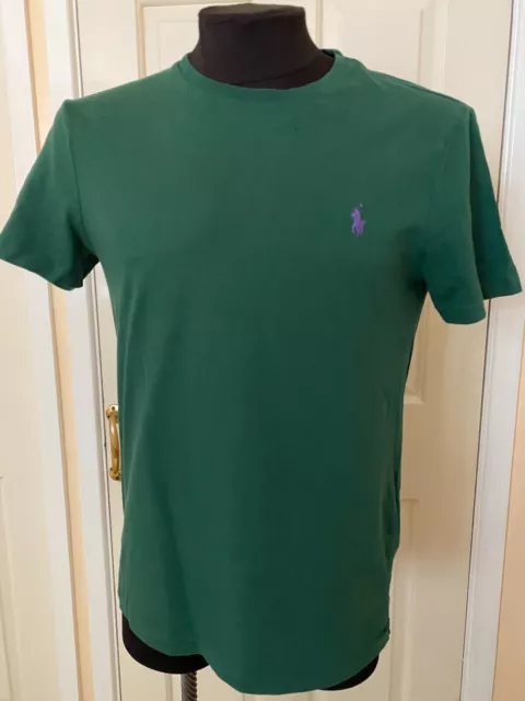 Polo Ralph Lauren Mens Green T-Shirt Custom Slim Fit Embroidered Logo - Size M