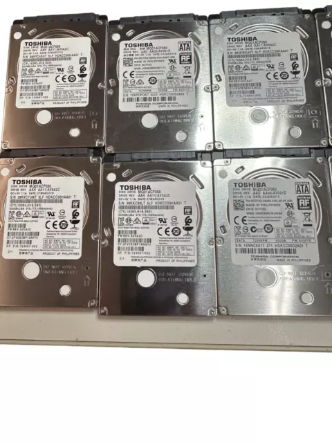 (LOT of 10, 20) TOSHIBA 500GB 2.5" 7mm Slim laptop PC HDD MQ01ACF050 100% Health 2