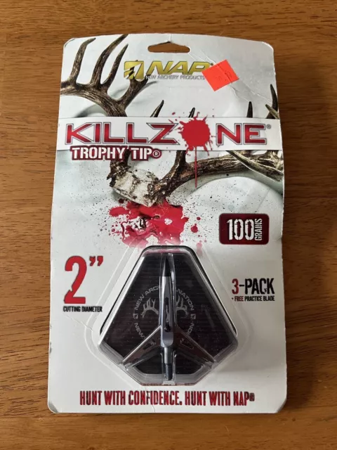 NAP Killzone 100 Gr. 2” Cutting Diameter Broadheads-3 Pack. New In Package
