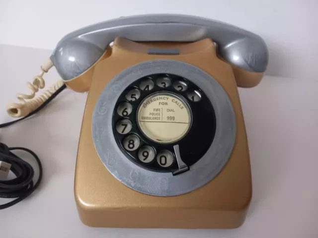 Vintage GPO 746 Original 1960s/70s Phone Working. Gold/Silver. See  Description.