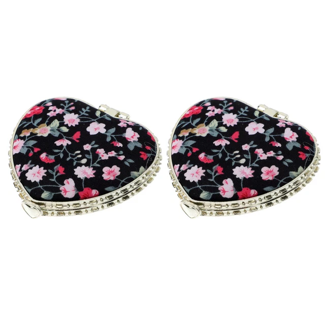 2 pz specchi compatti in vetro specchio portatile da viaggio ragazze a forma di cuore