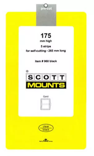 Scott/Prinz Pre-Cut Strips 265mm Long Stamp Mounts 265x175 #960 Black