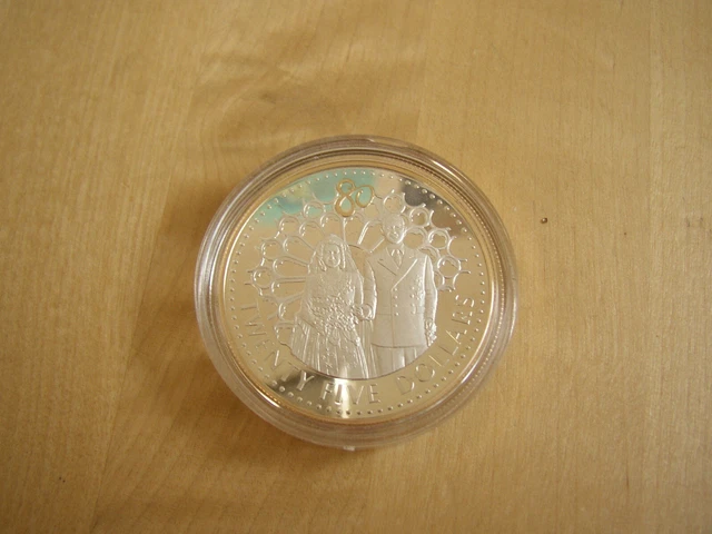 Solomon Islands Proof .925 silver coin gold-plated Queen 80th Birthday 2006 $25
