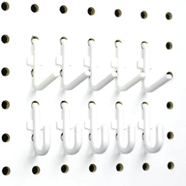 White Pegboard Locking Hooks 25 J Hooks & 25 L Hooks 50 Pack