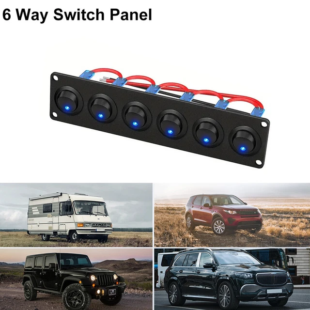 6 WAY SWITCH Panel SPST Toggle Switch Panel for RV Car Truck Marine 21