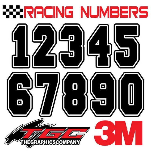 RACING NUMBERS VINYL Decals Stickers boat car BMX bike off road sprint