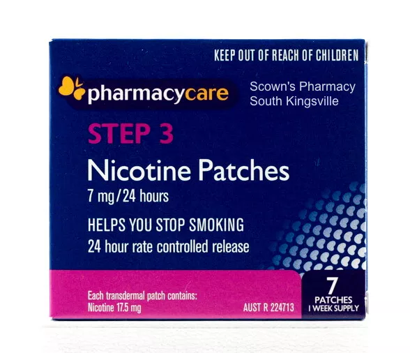 Pharmacy Care Nicotine Patches 7mg 24 Hours Step 3 Quit Smoking Now Amcal Sigma