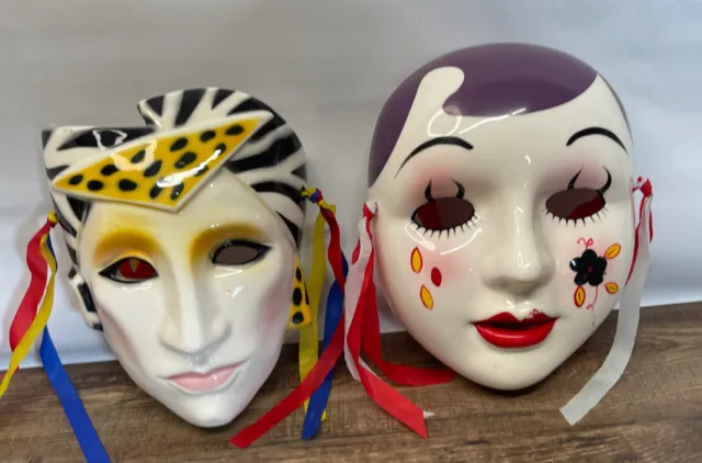 Máscaras de payaso de porcelana de cerámica de 9"" i2