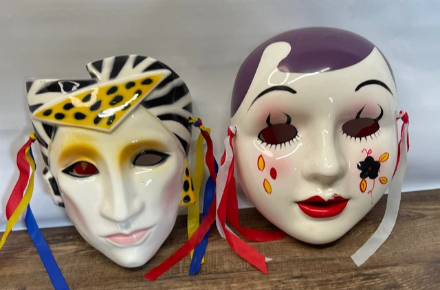 Máscaras de payaso de porcelana de cerámica de 9"" i2