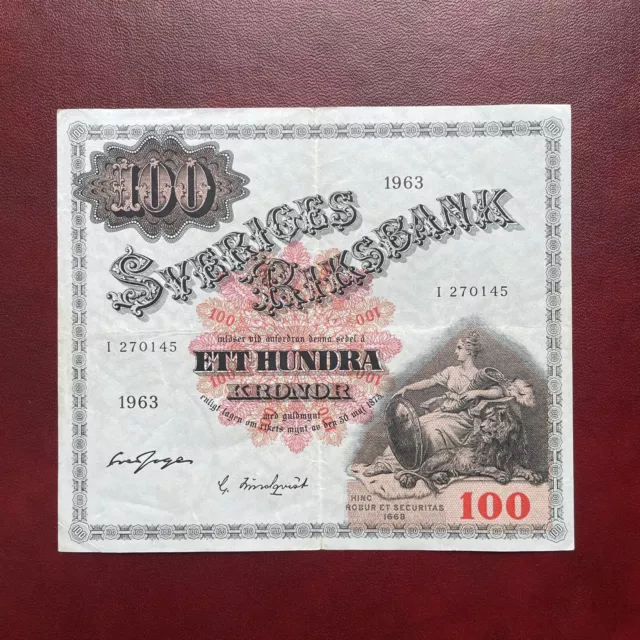Suède Billet 100 Kronor 1963 Série I  Pick 48e SVERIGES RIKSBANK