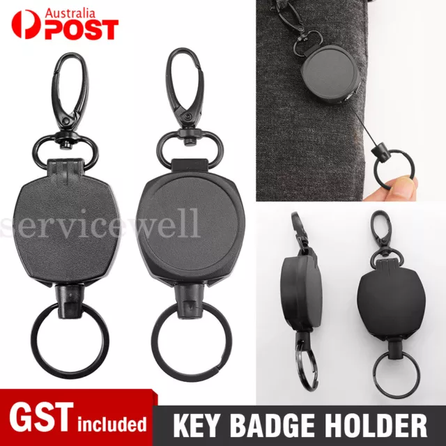 Heavy Duty Retractable Carabiner Key Chain Badge Holder With Steel Cord keychain