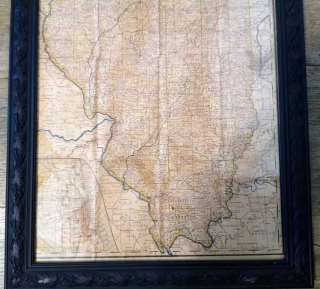 1878 Rand McNally 8th Annual Illinois Railroad & Warehouse Framed Fold Out Map 3