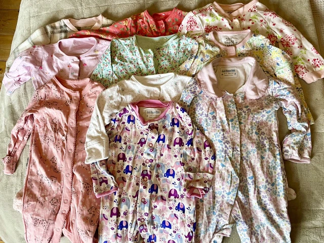 girls 3-6 months sleepsuits bundle