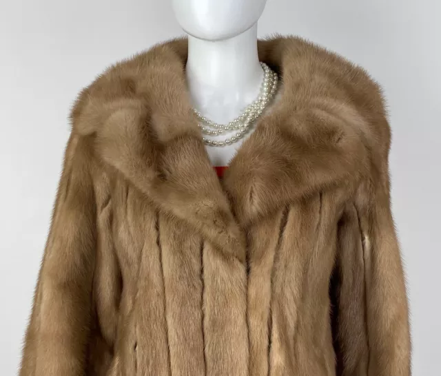 DESIGNER 6 US 42 IT M Brown Mink Fur Collar Coat Jacket Vintage $187.00 ...