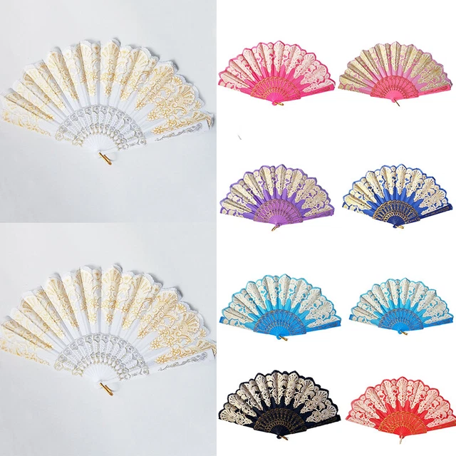 Lace Dance Fan Folding Hand Fan Fashion Hot Gold Fan Luxury Dancing Folding Fan