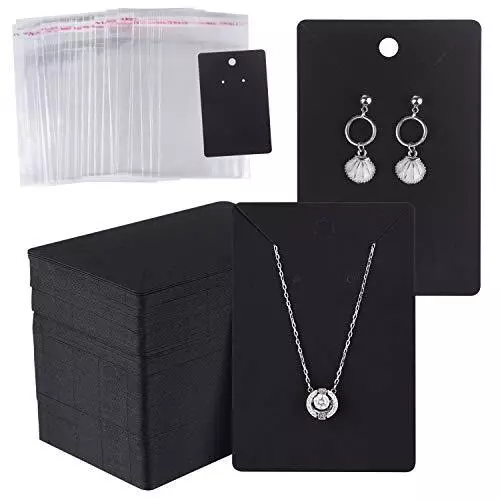 150 Set Earring Display Card with 150 Pcs Self-Seal Bags Earring Holder Card