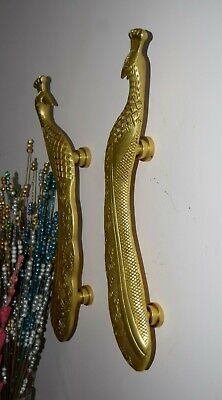 Brass Peafowl Door Pulls Victorian Style 18.5'' Inches Large Peacock Handle HK88 3