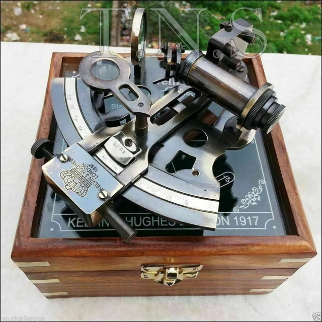 Sextant Marine Vintage En Laiton Avec Boîte En Bois - Collection Nautique