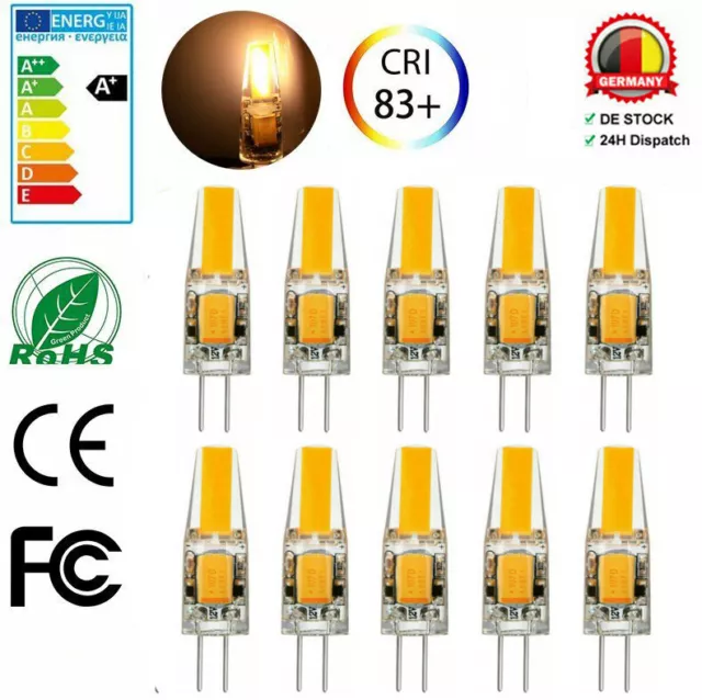10stk G4 LED COB 6W Lampen Stiftsockel Leuchtmittel Warmweiß AC / DC 12V Birne