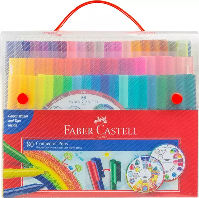 Faber-Castell Vibrant Connector Pen Colour Markers Assorted  Pack of 80